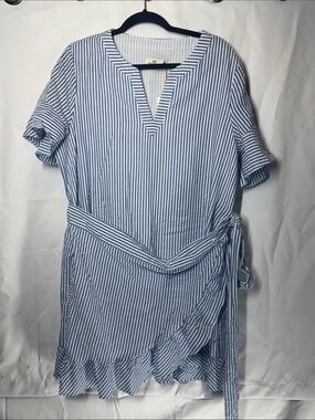 Vineyard Vines Blue and White Striped Wrap Dress